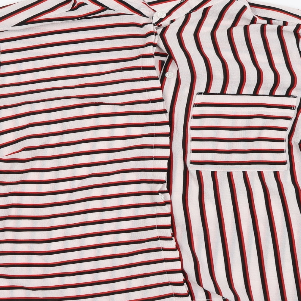 New Look Womens Red Striped  Basic Button-Up Size 12