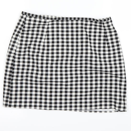 New Look Womens White Check  A-Line Skirt Size 12