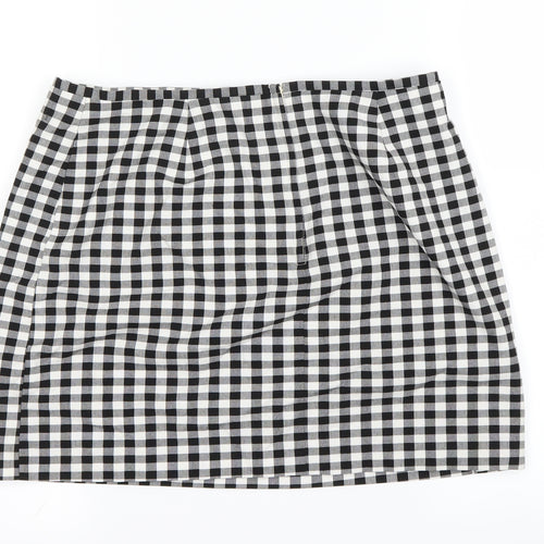 New Look Womens White Check  A-Line Skirt Size 12