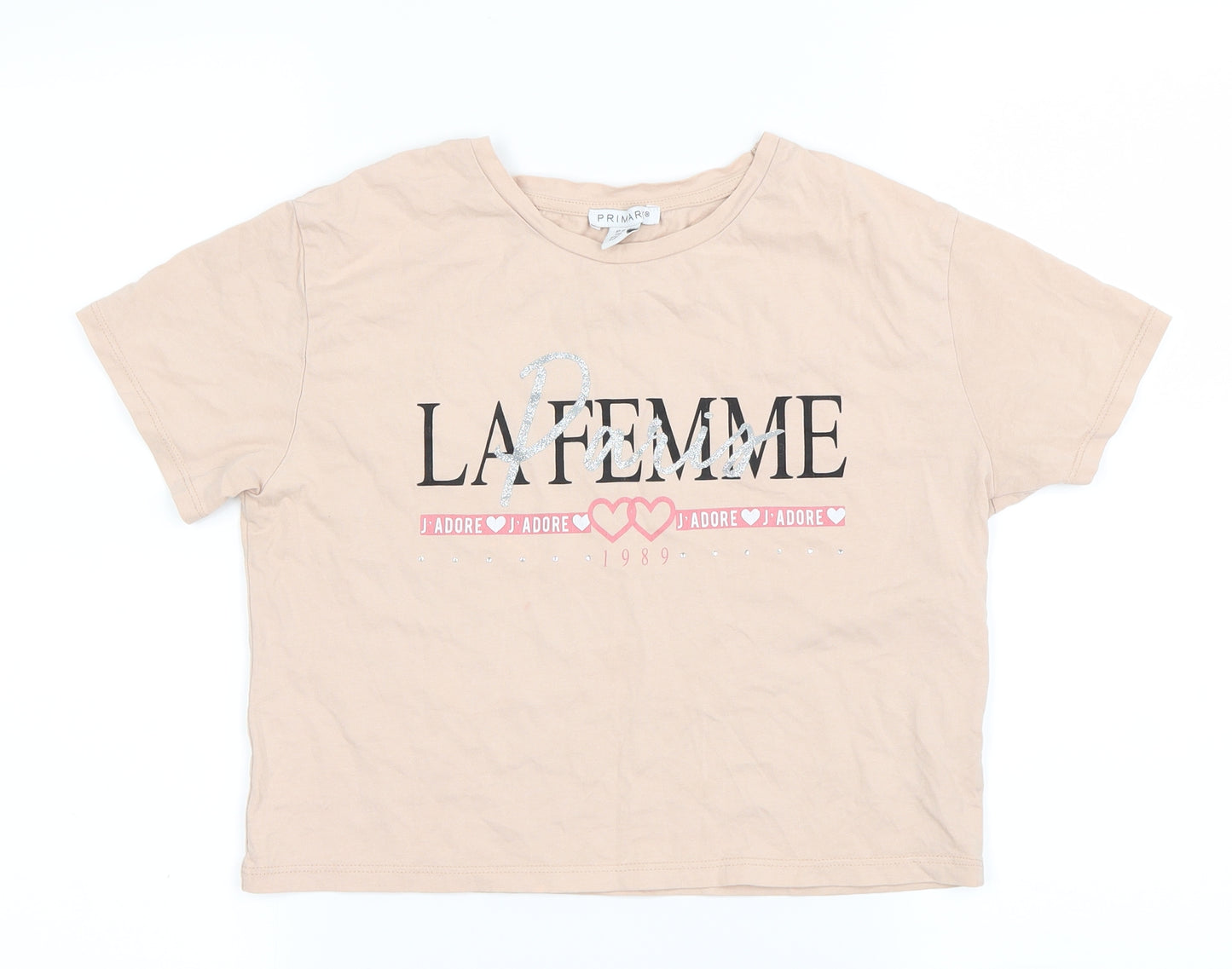 Primark Girls Beige   Basic T-Shirt Size 10-11 Years