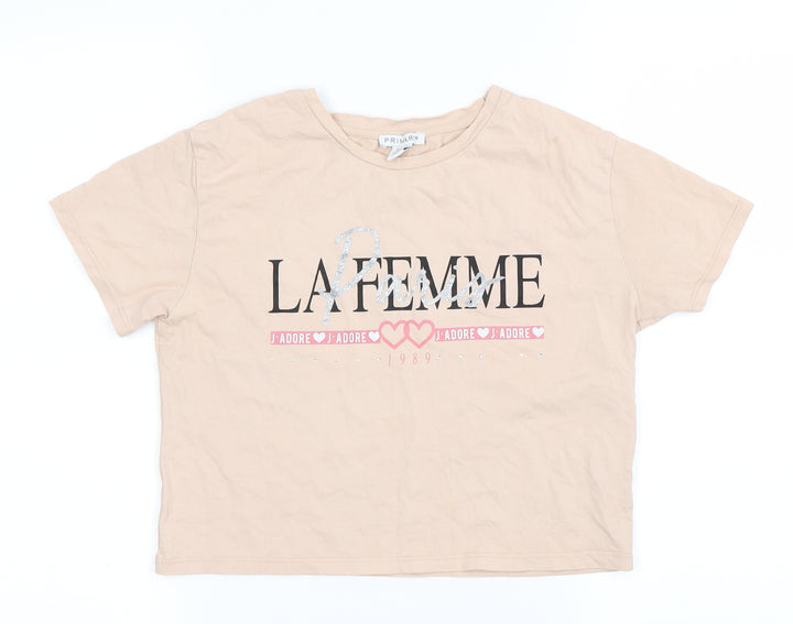 Primark Girls Beige   Basic T-Shirt Size 10-11 Years