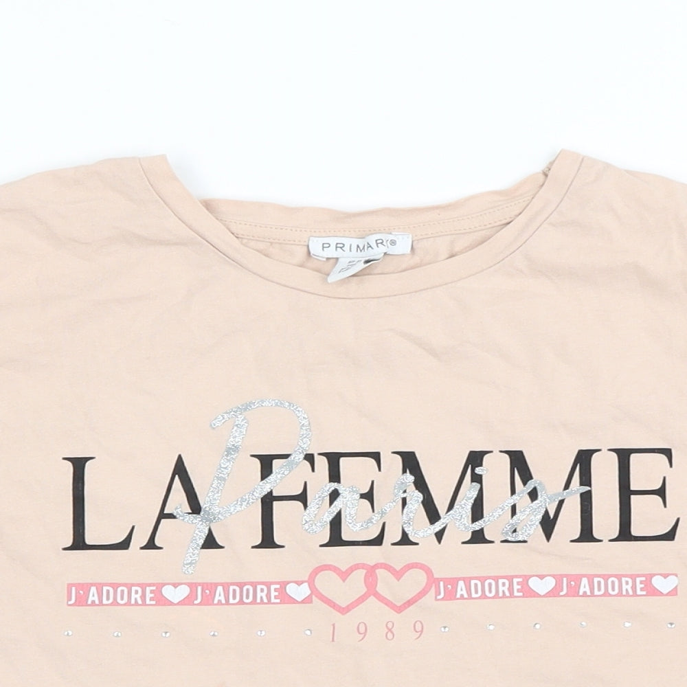 Primark Girls Beige   Basic T-Shirt Size 10-11 Years