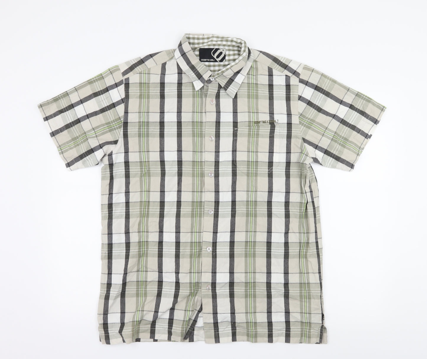 Animal Mens Green Plaid   Button-Up Size M