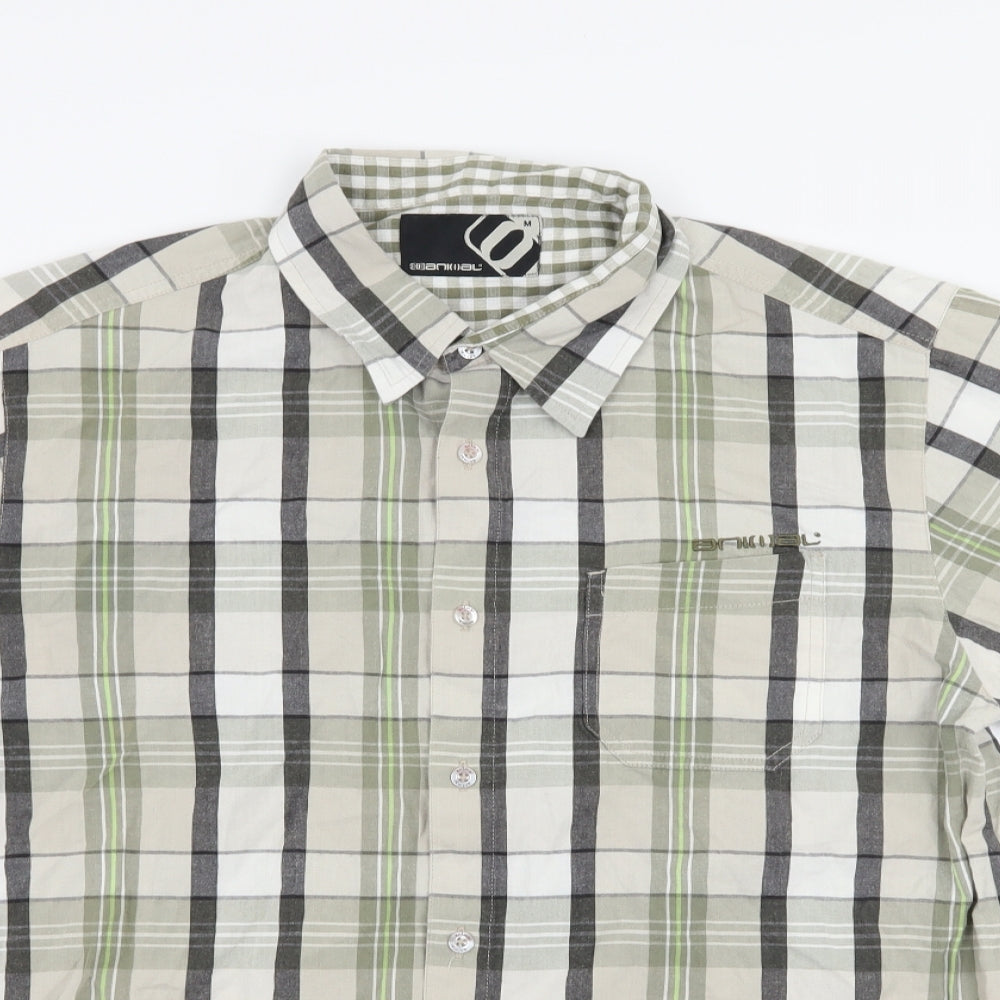 Animal Mens Green Plaid   Button-Up Size M