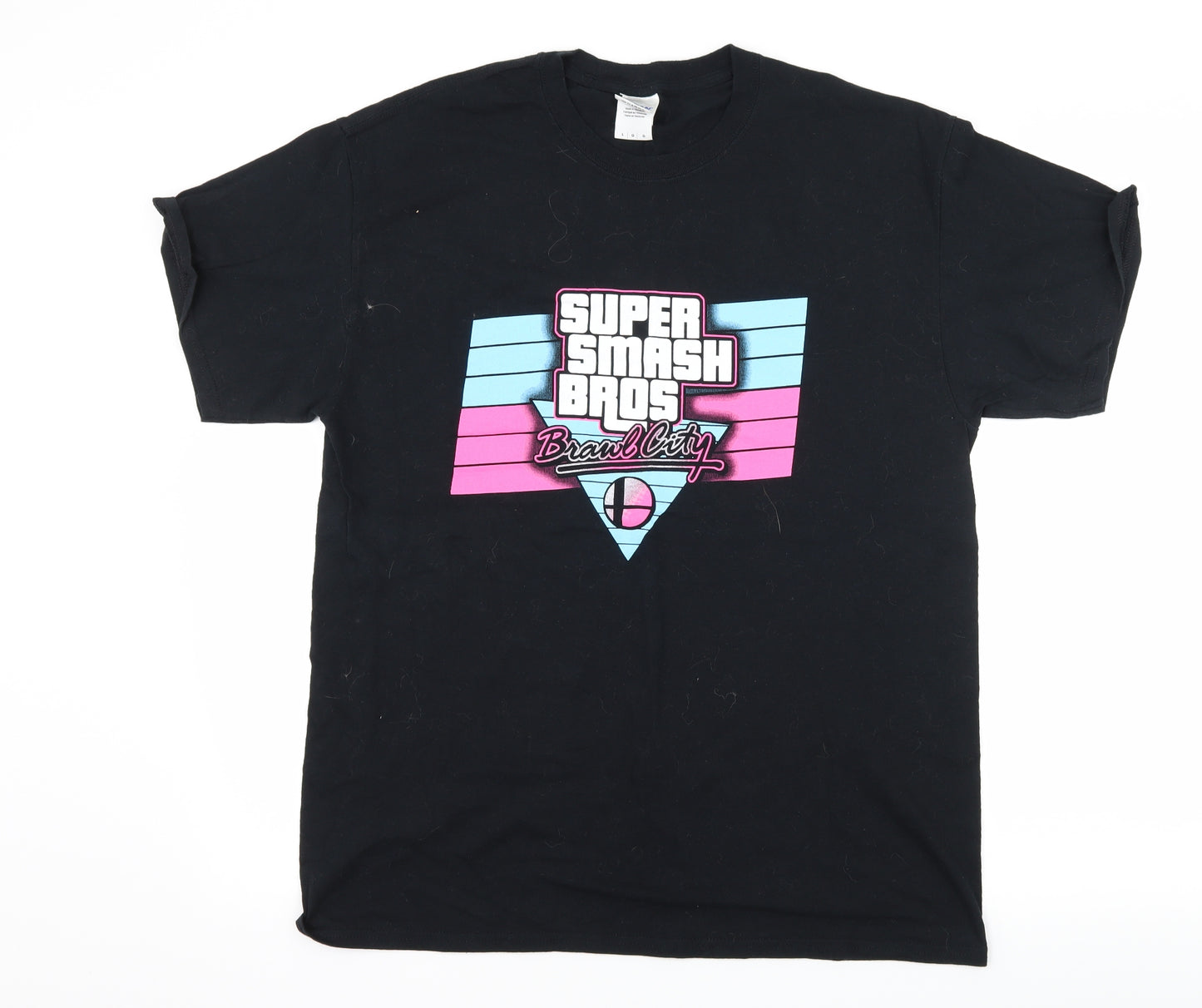 Gildan Mens Black  Jersey  T-Shirt Size L  - Super Smash Bros