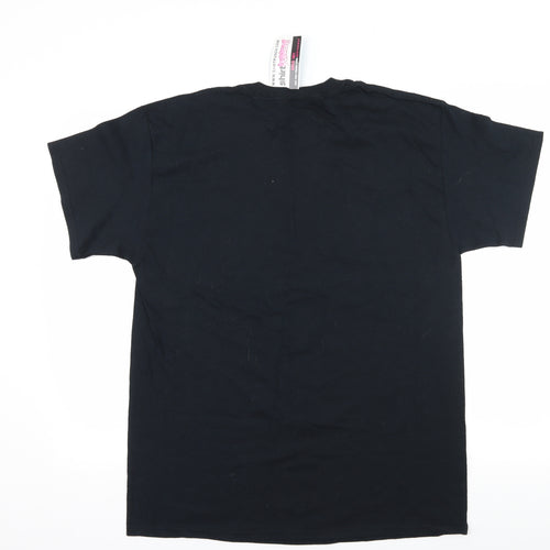 Gildan Mens Black  Jersey  T-Shirt Size L  - Red Skull