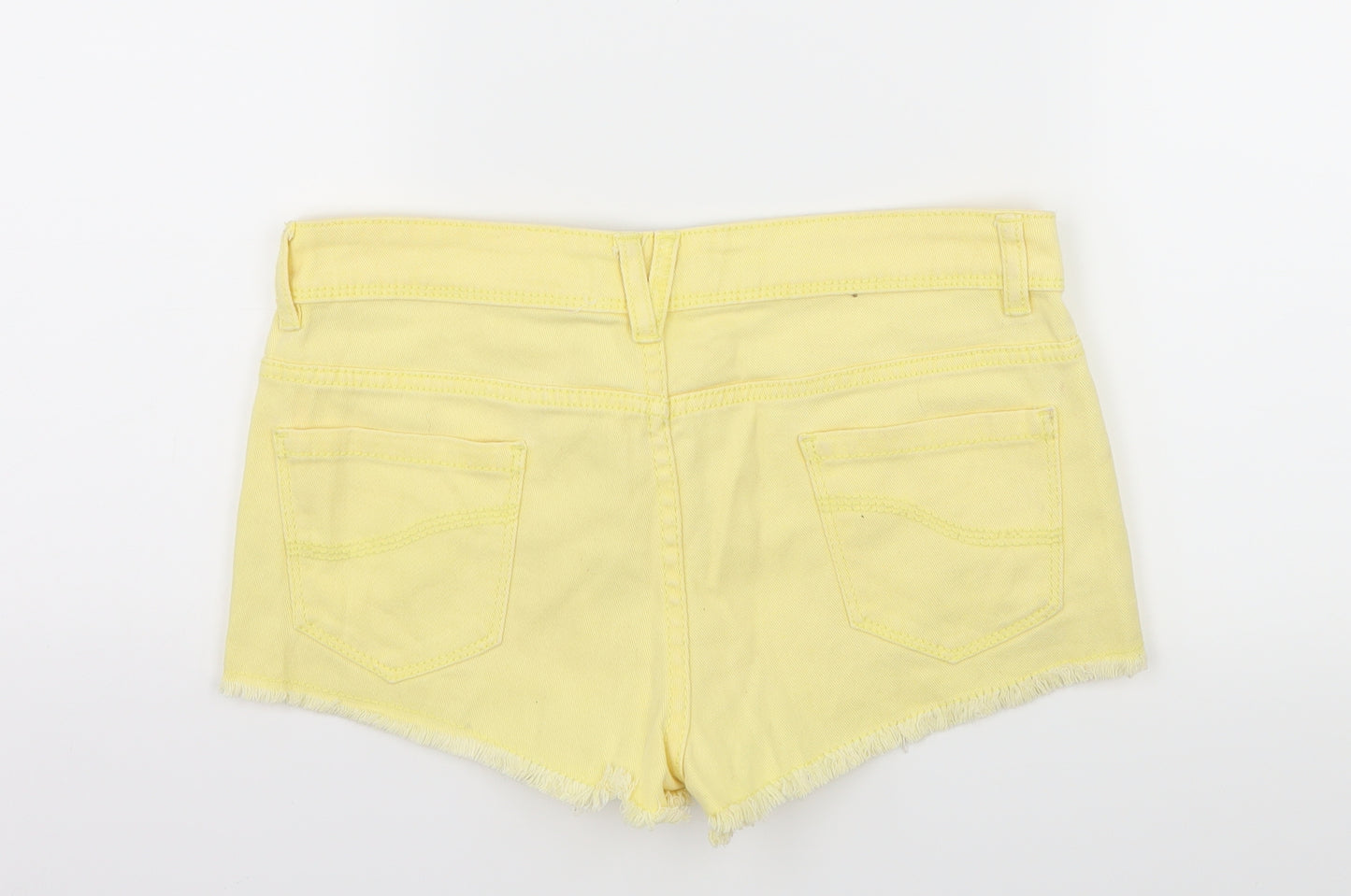Denim & Co. Womens Yellow  Denim Hot Pants Shorts Size 6 - Distressed