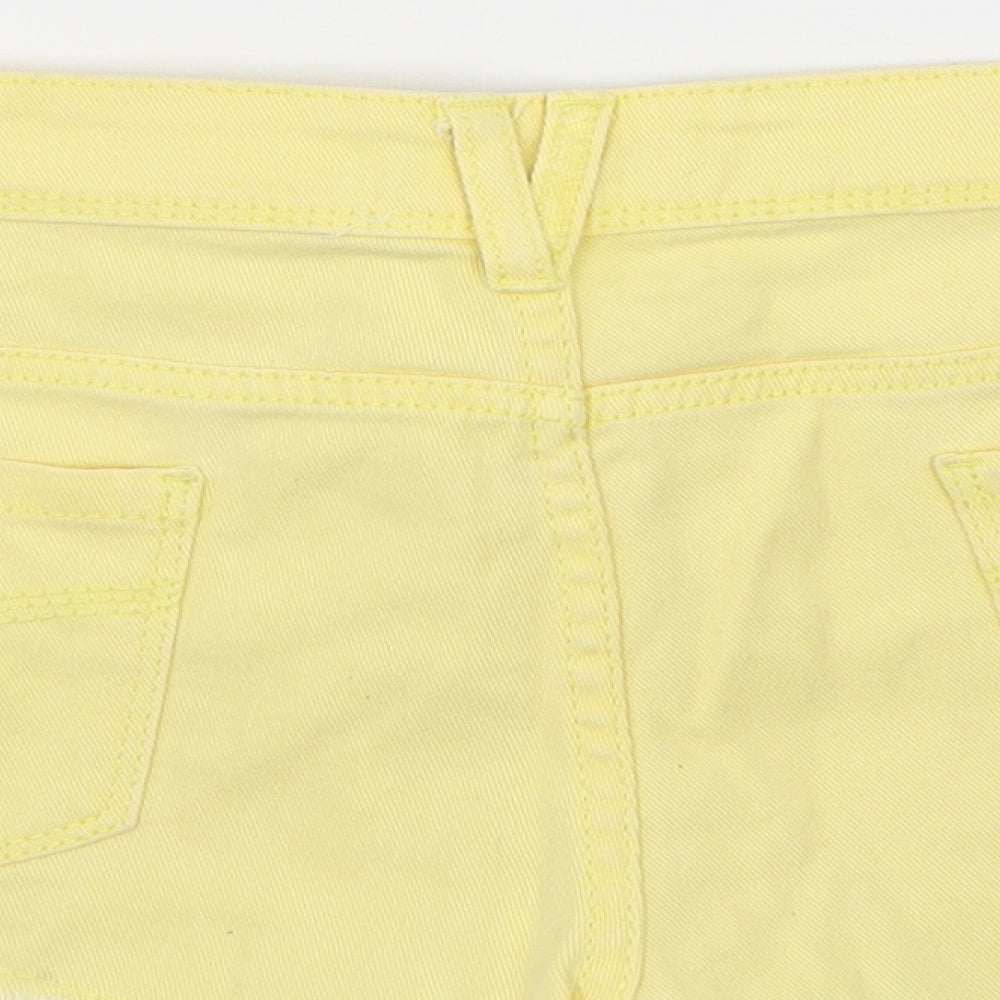 Denim & Co. Womens Yellow  Denim Hot Pants Shorts Size 6 - Distressed