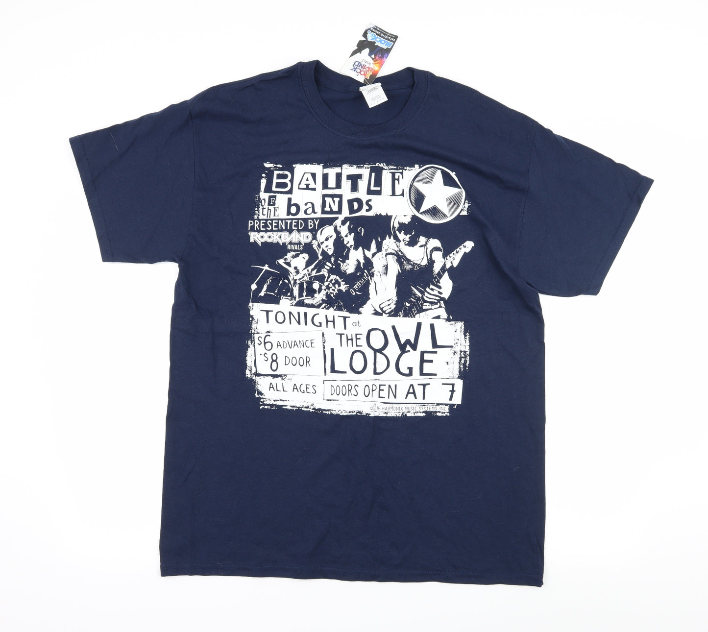 Gildan Mens Blue  Jersey  T-Shirt Size L  - Battle of the bands