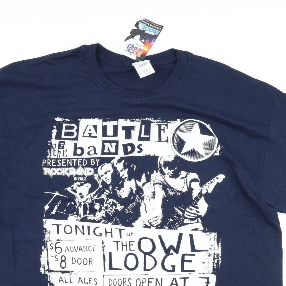 Gildan Mens Blue  Jersey  T-Shirt Size L  - Battle of the bands