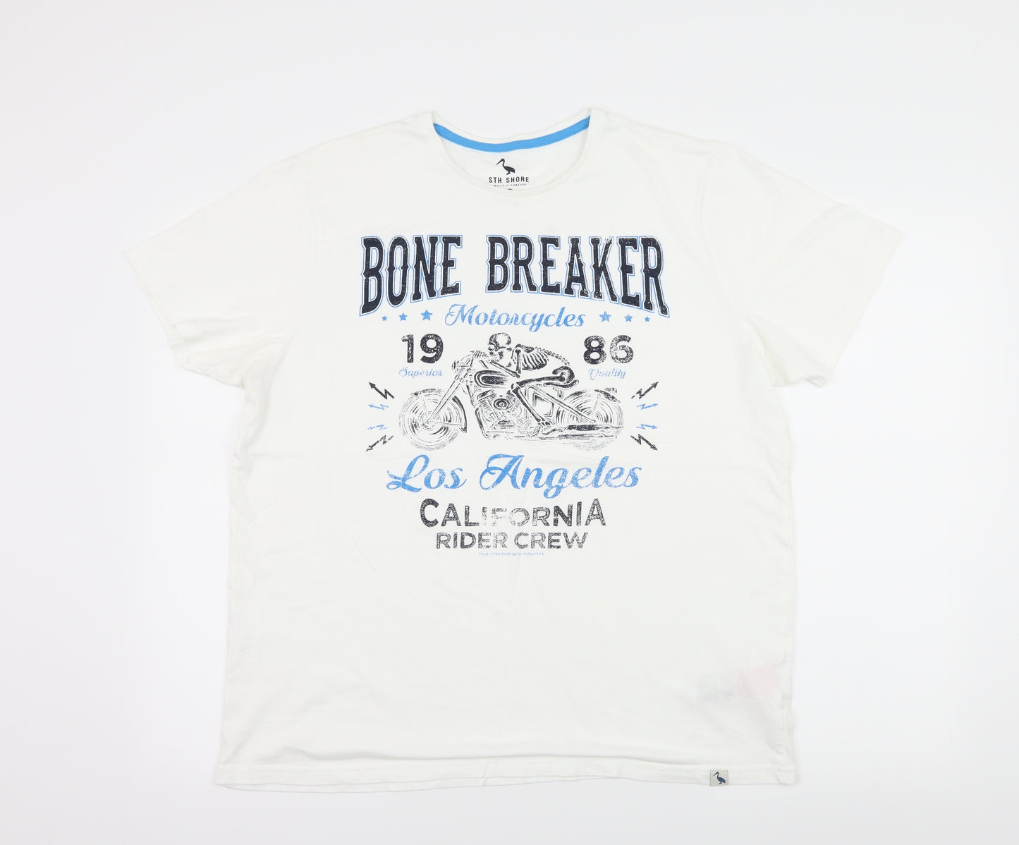 5th Shore Mens White  Jersey  T-Shirt Size L  - Bone Braker