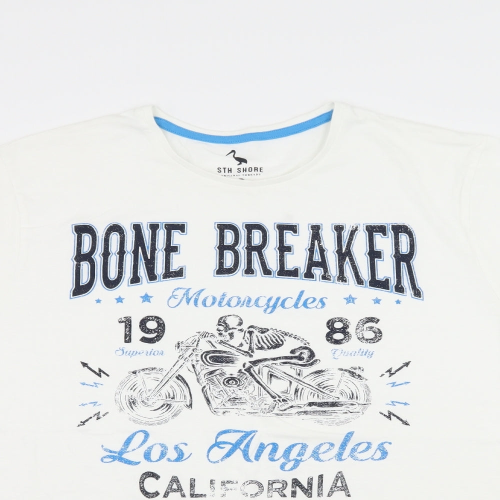5th Shore Mens White  Jersey  T-Shirt Size L  - Bone Braker