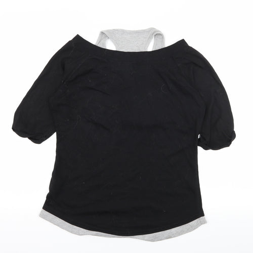 LA Gear Womens Black  Jersey Basic T-Shirt Size 14  - Cut Out Shoulder