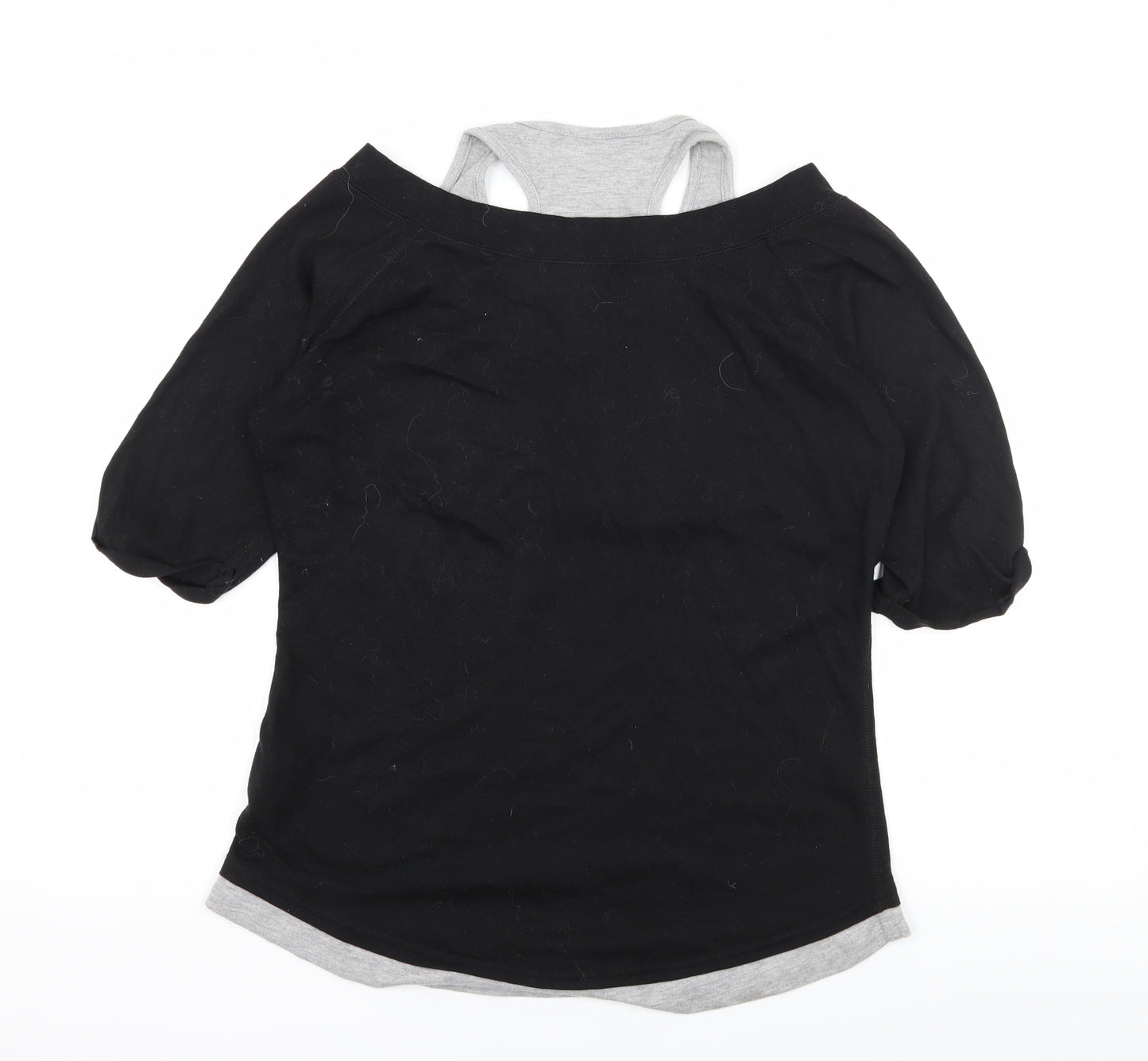 LA Gear Womens Black  Jersey Basic T-Shirt Size 14  - Cut Out Shoulder