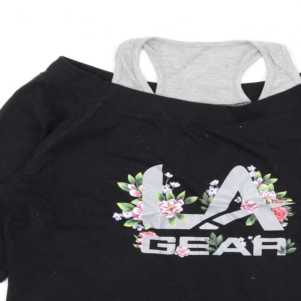 LA Gear Womens Black  Jersey Basic T-Shirt Size 14  - Cut Out Shoulder