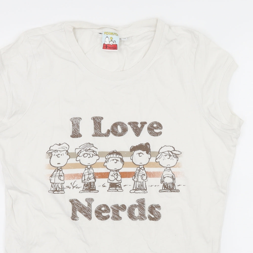 New Look Womens White  Jersey Basic T-Shirt Size 14  - Peanuts Snoopy