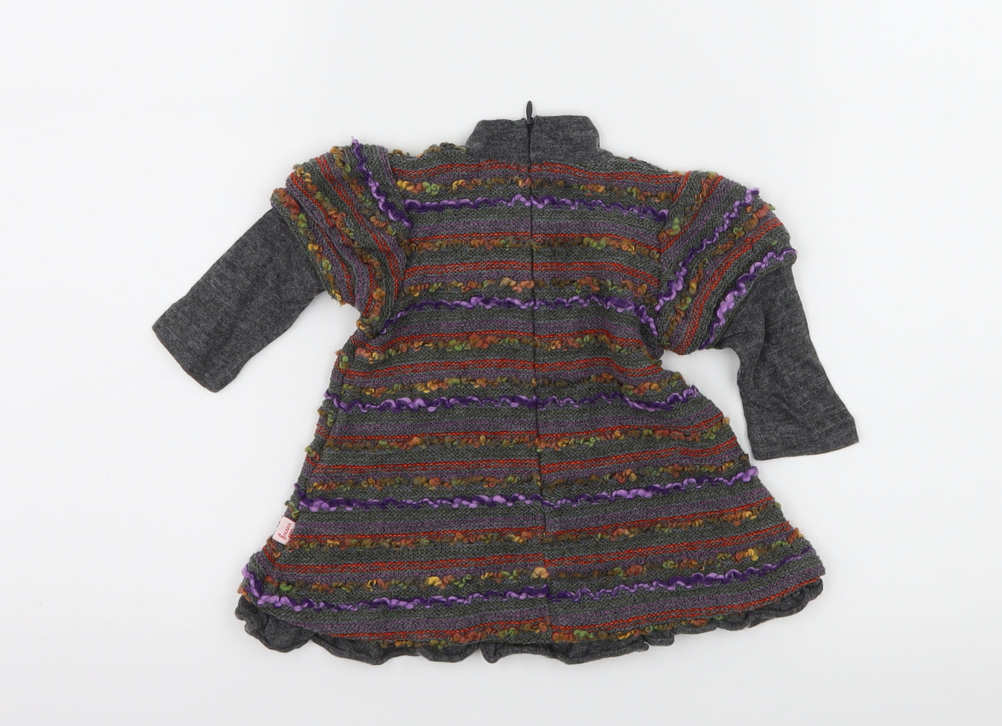 Fresas Con Nata Girls Grey Striped Knit Pullover Jumper Size 6 Years