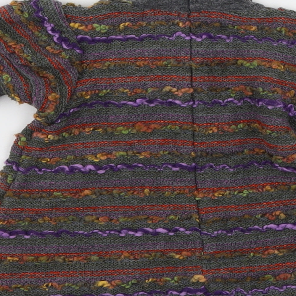 Fresas Con Nata Girls Grey Striped Knit Pullover Jumper Size 6 Years