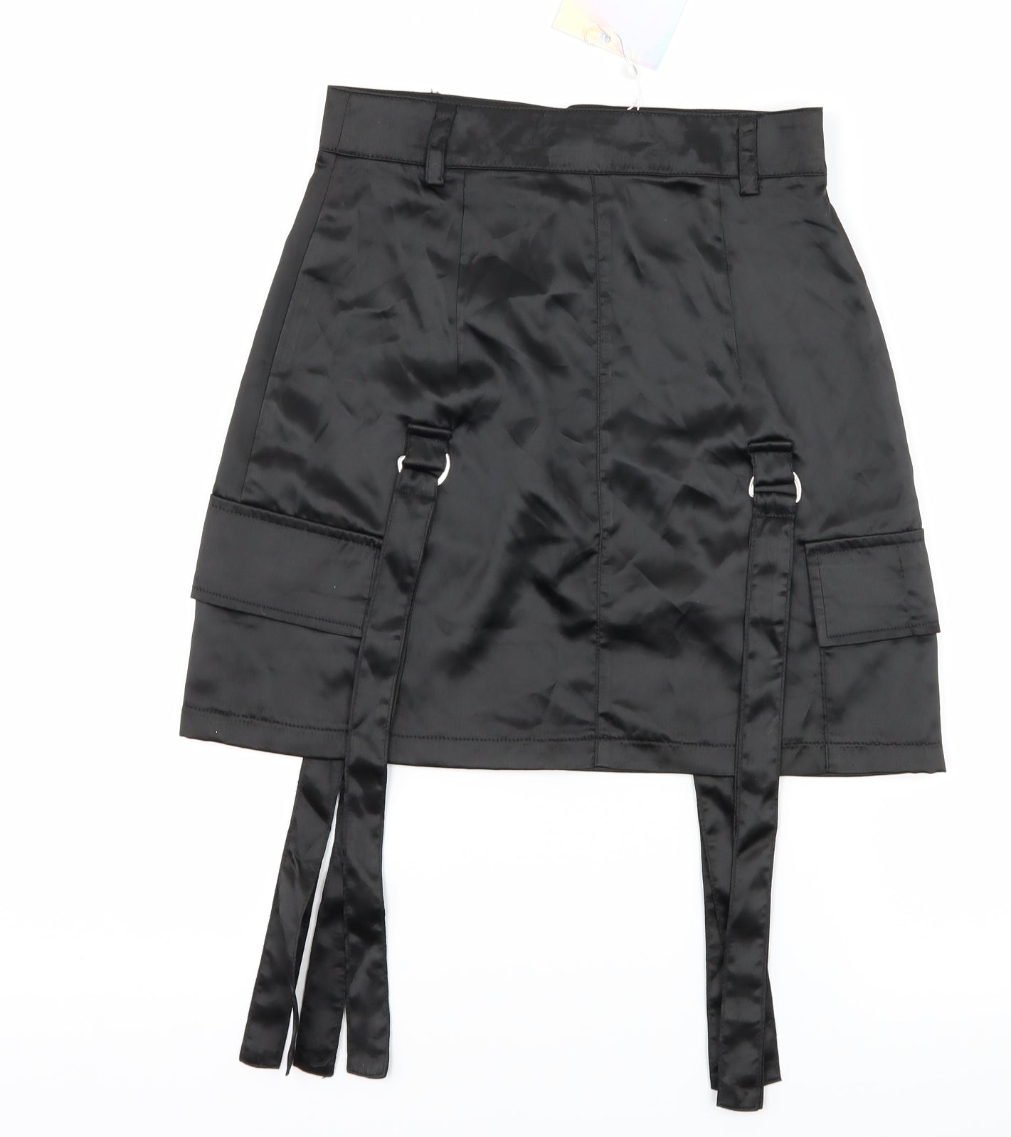 Missguided Womens Black  Satin A-Line Skirt Size 6