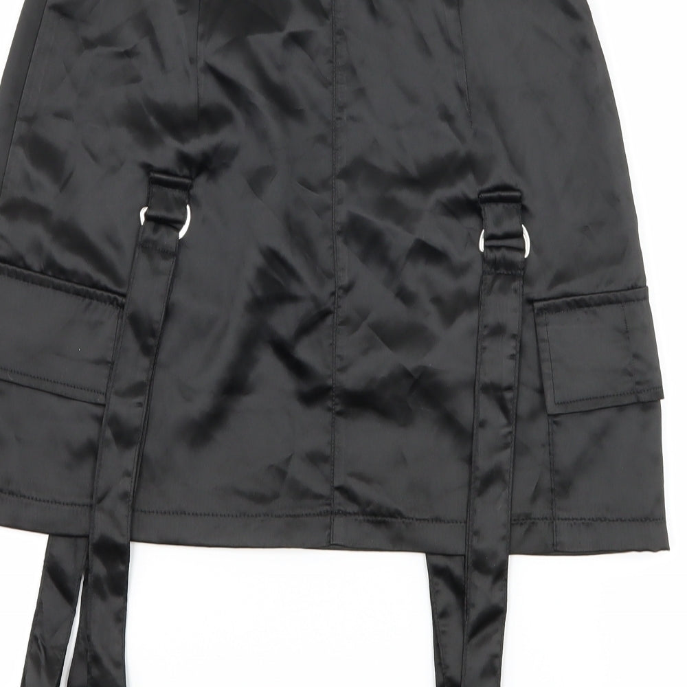Missguided Womens Black  Satin A-Line Skirt Size 6