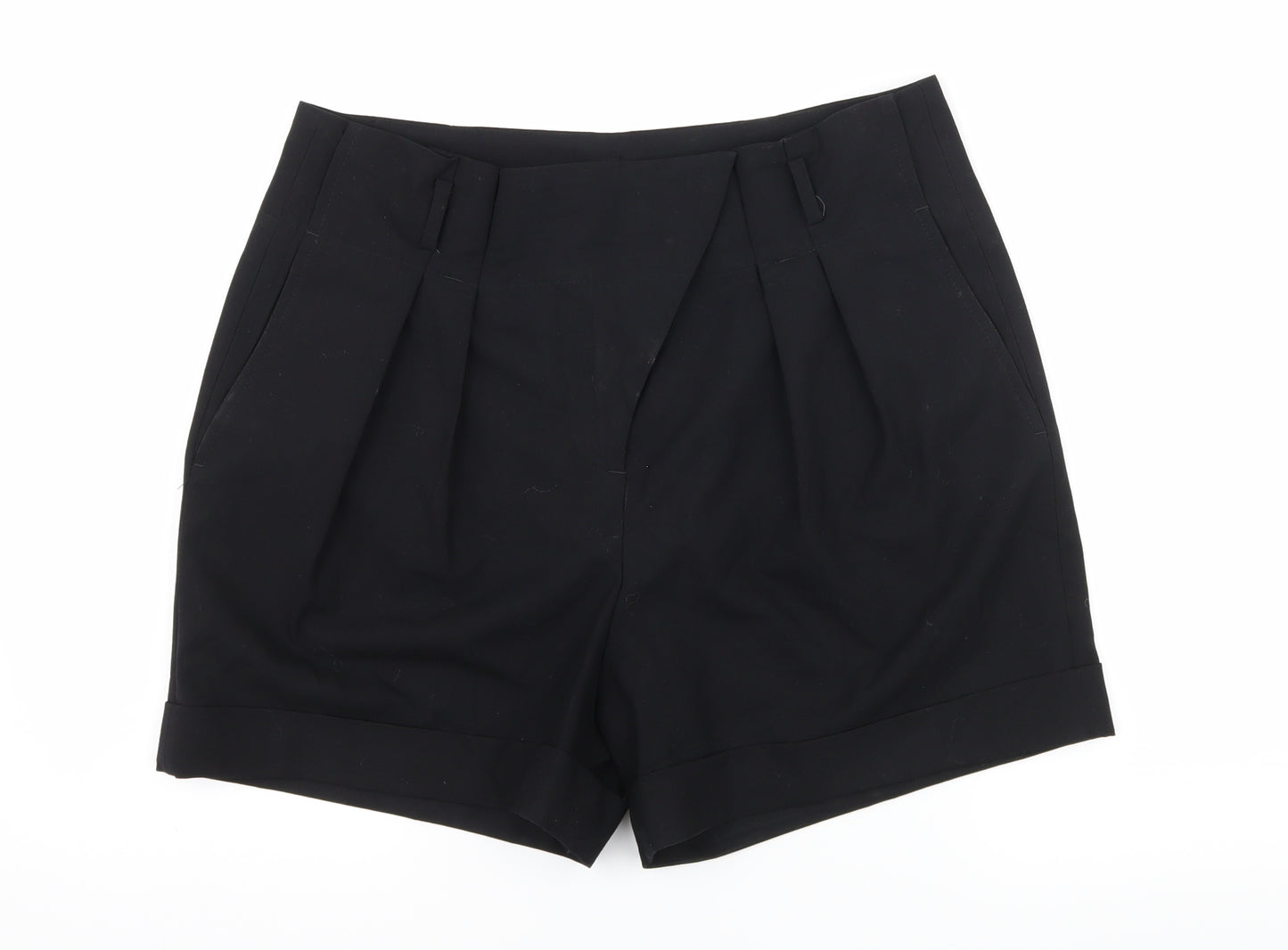Zara Womens Black   Paperbag Shorts Size M - Pleated