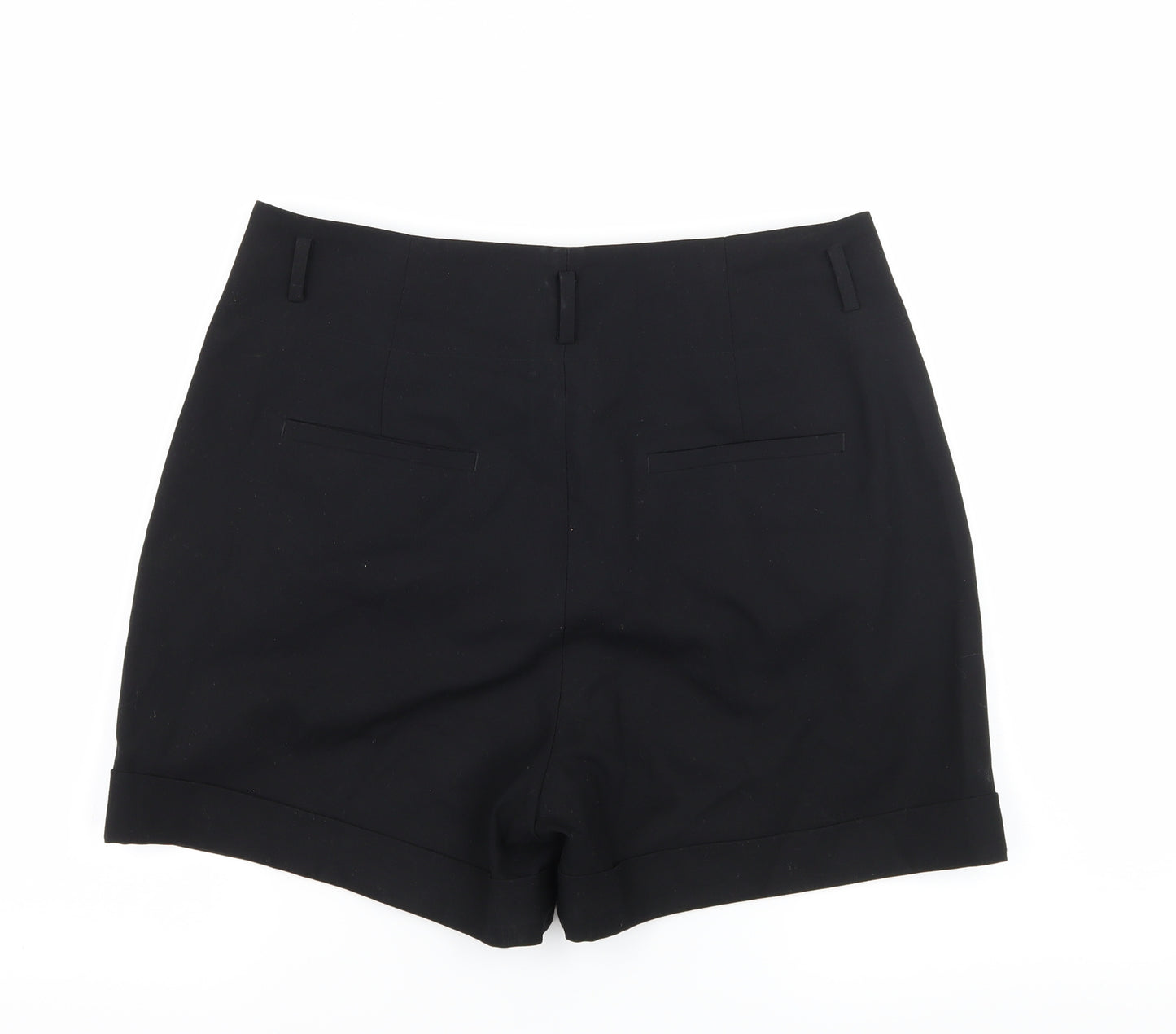 Zara Womens Black   Paperbag Shorts Size M - Pleated