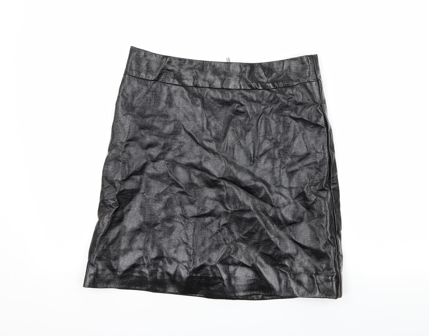 Marks and Spencer Womens Black   A-Line Skirt Size 10  - Faux leather
