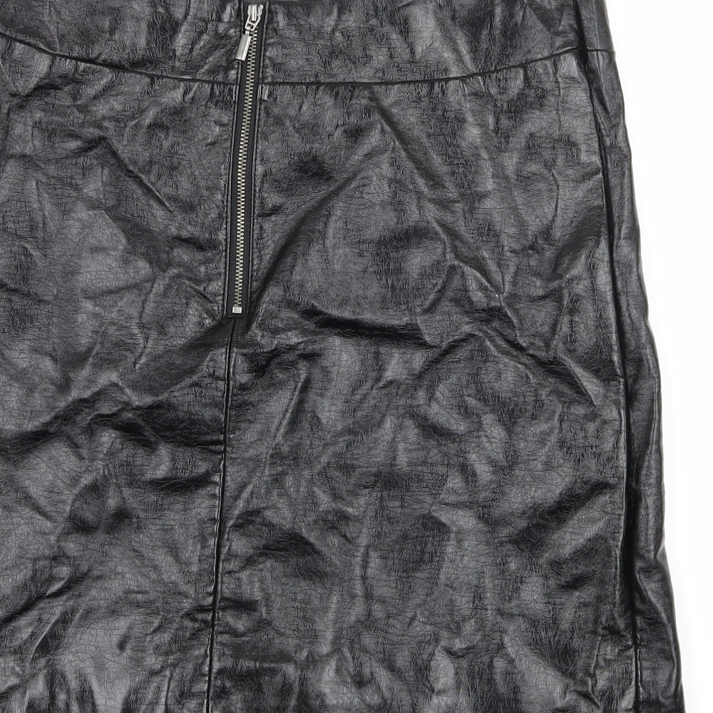 Marks and Spencer Womens Black   A-Line Skirt Size 10  - Faux leather