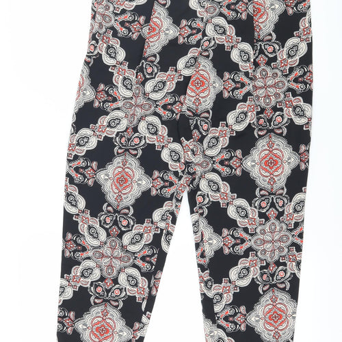 F&F Womens Black Paisley Satin Trousers  Size 8 L27 in