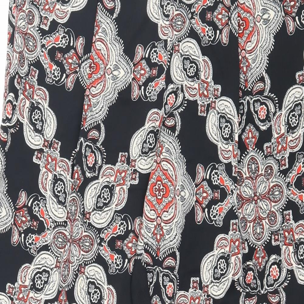 F&F Womens Black Paisley Satin Trousers  Size 8 L27 in