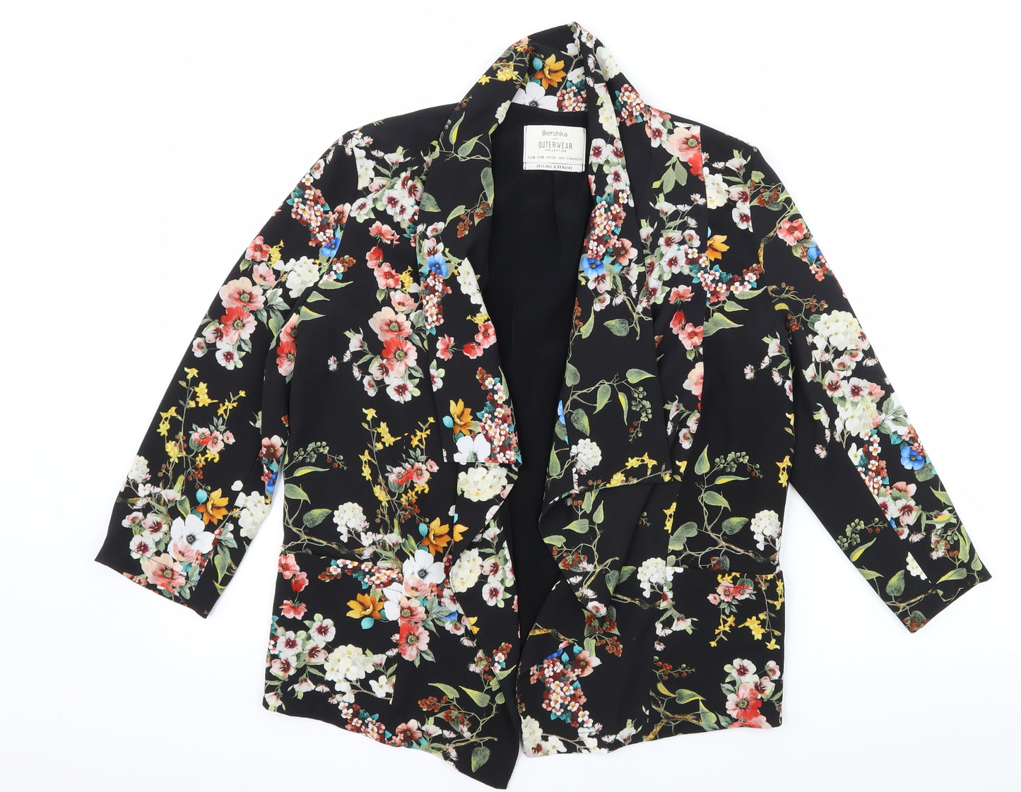 Bershka Womens Black Floral  Jacket Blazer Size M