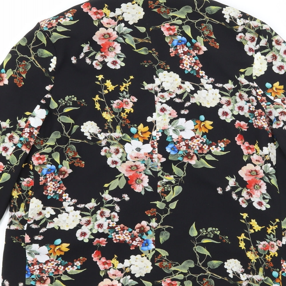 Bershka Womens Black Floral  Jacket Blazer Size M