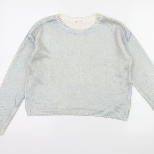 H&M Girls Blue  Knit Pullover Jumper Size 11-12 Years