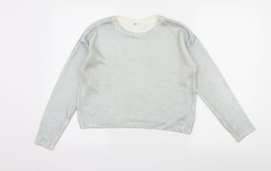 H&M Girls Blue  Knit Pullover Jumper Size 11-12 Years