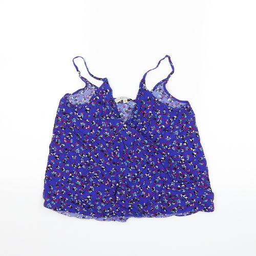 Papaya Womens Blue Floral  Basic Tank Size 10