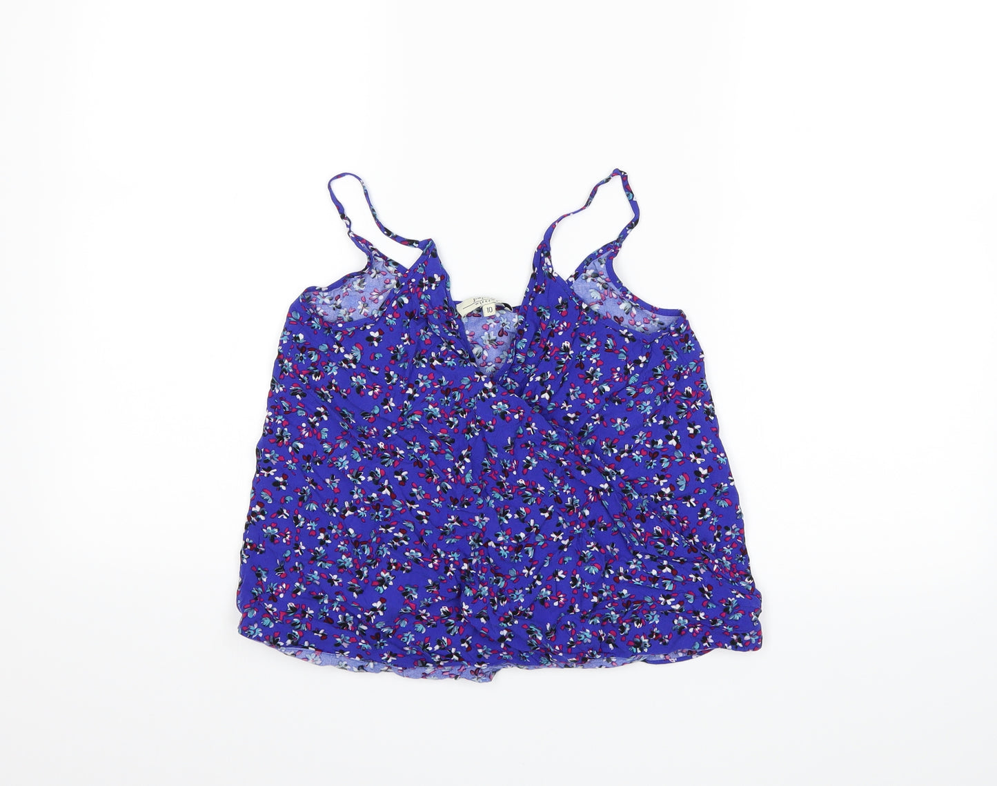 Papaya Womens Blue Floral  Basic Tank Size 10