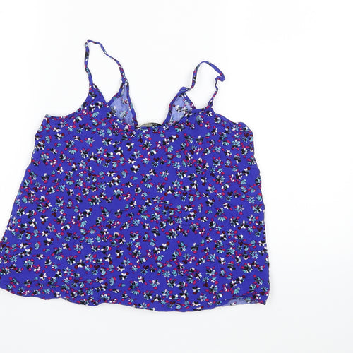 Papaya Womens Blue Floral  Basic Tank Size 10