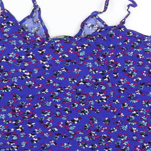 Papaya Womens Blue Floral  Basic Tank Size 10