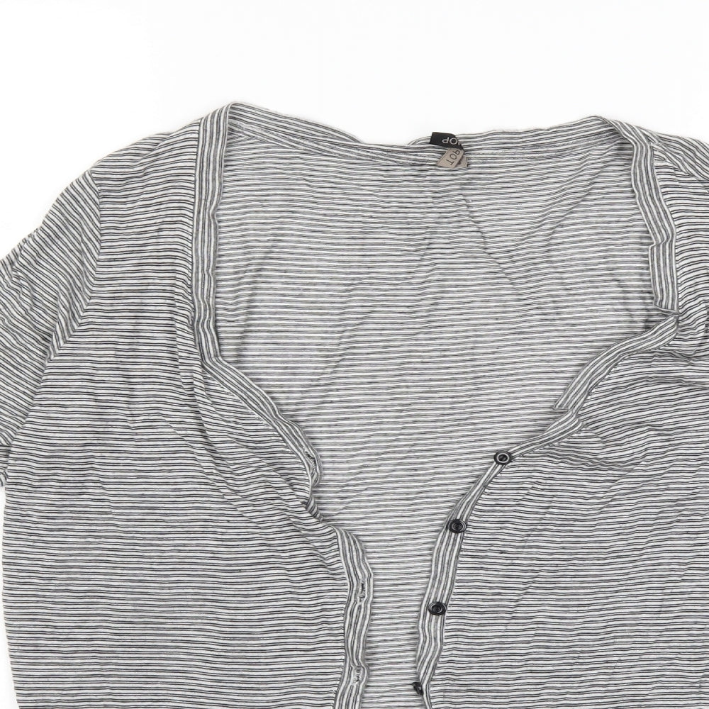 Topshop Womens Grey Striped  Cardigan Jumper Size 10