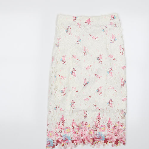 Quiz Womens White Floral  Straight & Pencil Skirt Size 8