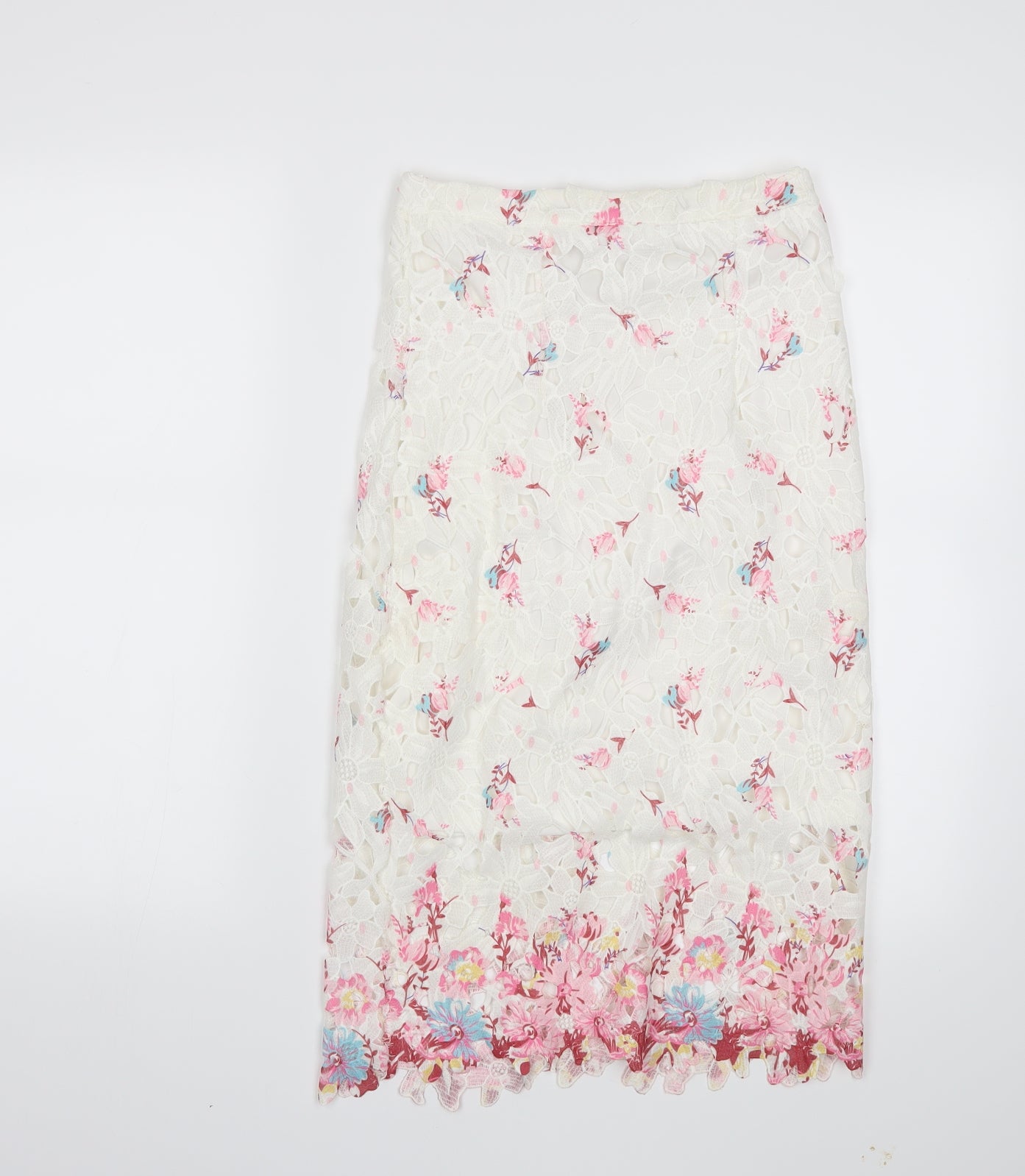 Quiz Womens White Floral  Straight & Pencil Skirt Size 8
