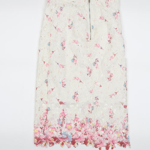 Quiz Womens White Floral  Straight & Pencil Skirt Size 8
