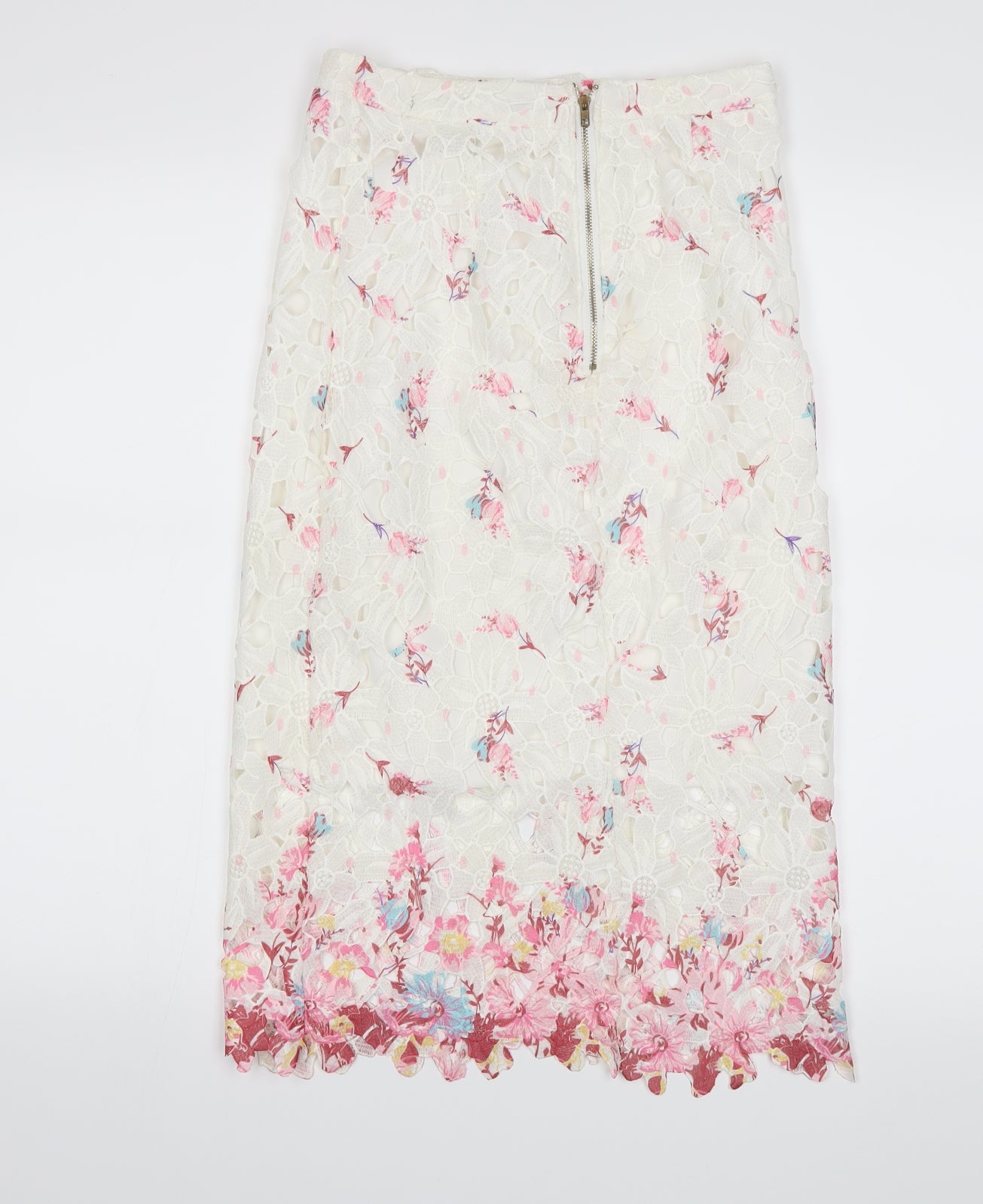 Quiz Womens White Floral  Straight & Pencil Skirt Size 8