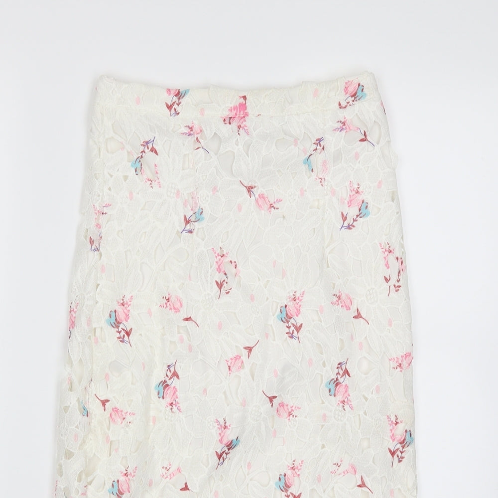 Quiz Womens White Floral  Straight & Pencil Skirt Size 8