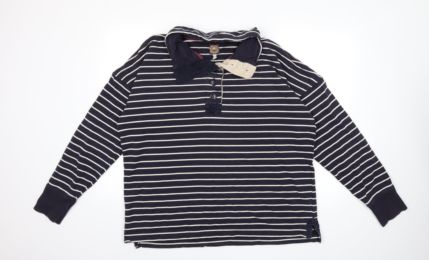 Joules Womens Blue Striped  Pullover Sweatshirt Size 18