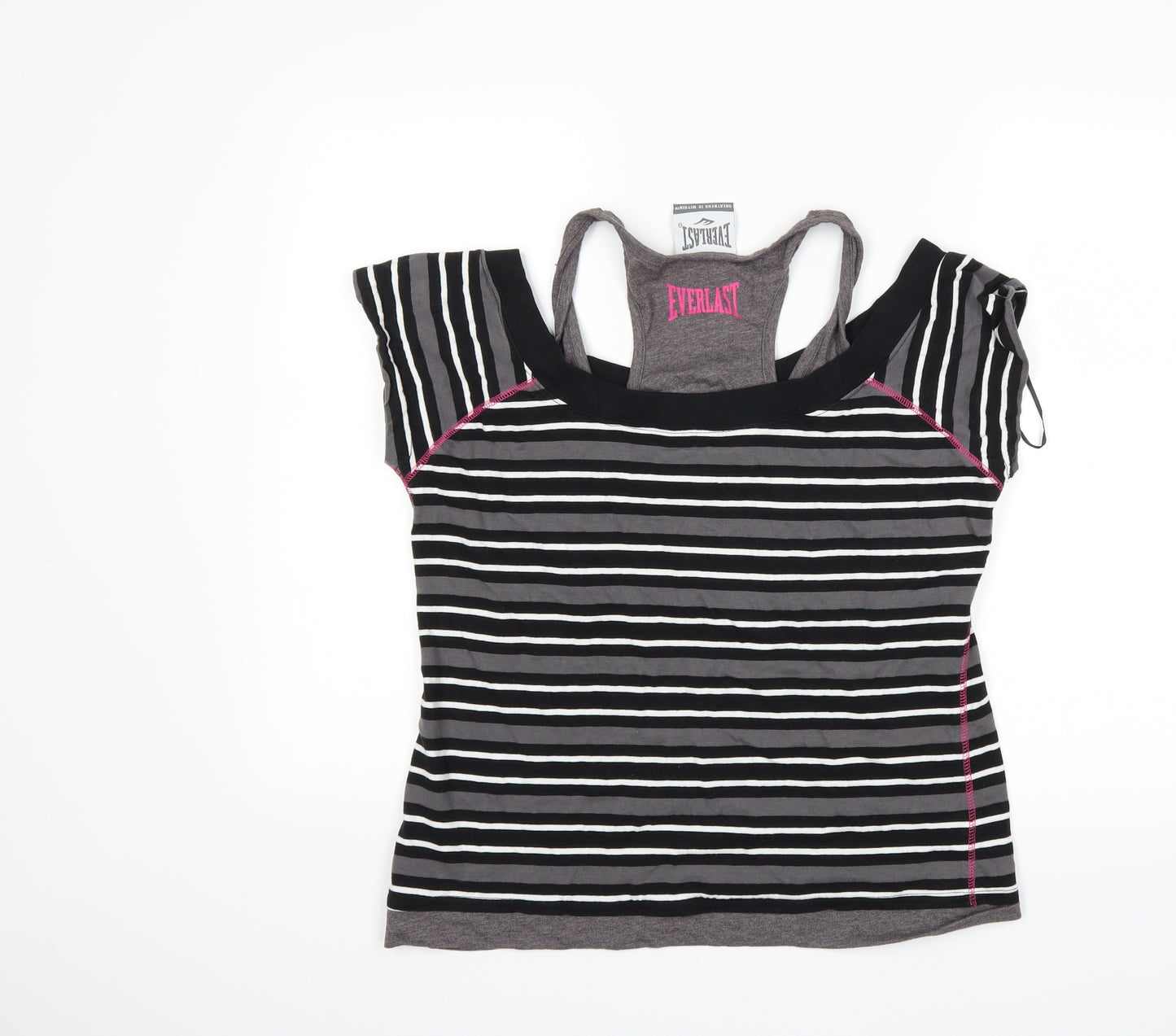 Everlast Womens Grey Striped  Basic T-Shirt Size 18