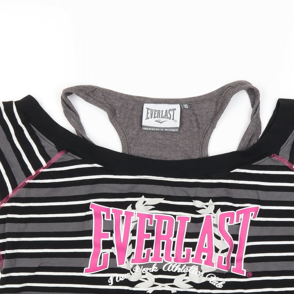 Everlast Womens Grey Striped  Basic T-Shirt Size 18