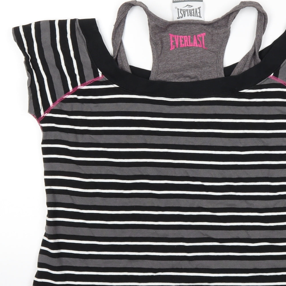 Everlast Womens Grey Striped  Basic T-Shirt Size 18