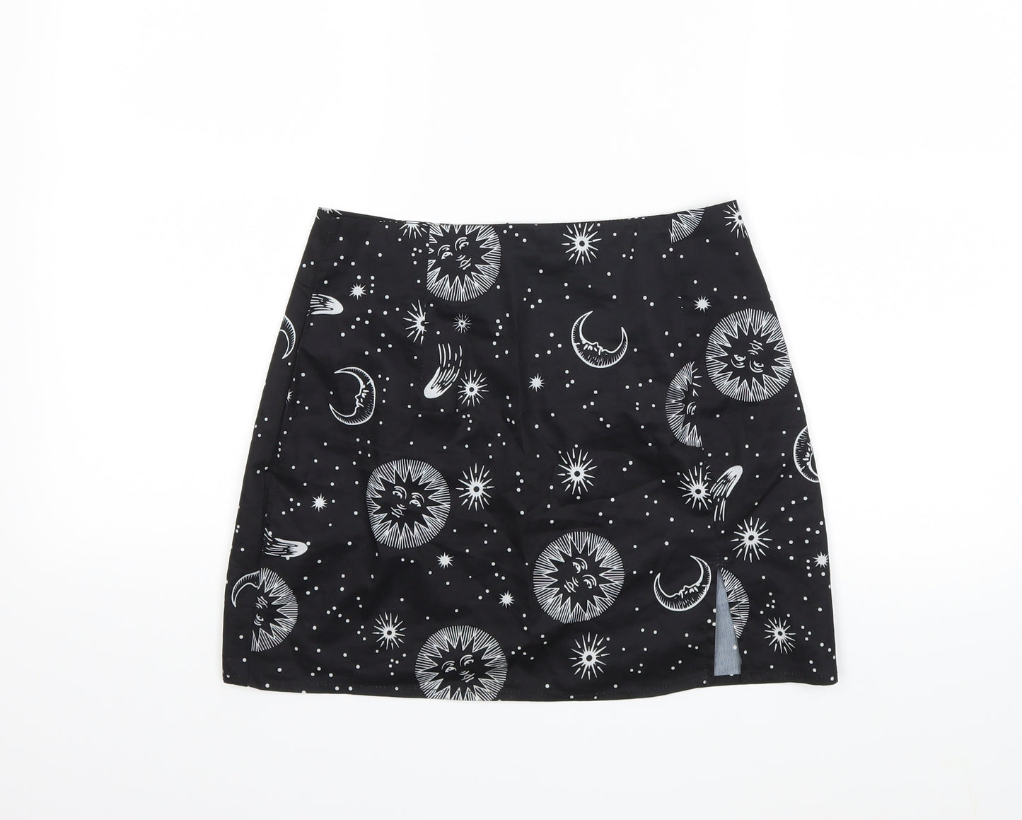 Preworn Womens Black Geometric  Mini Skirt Size 26 in