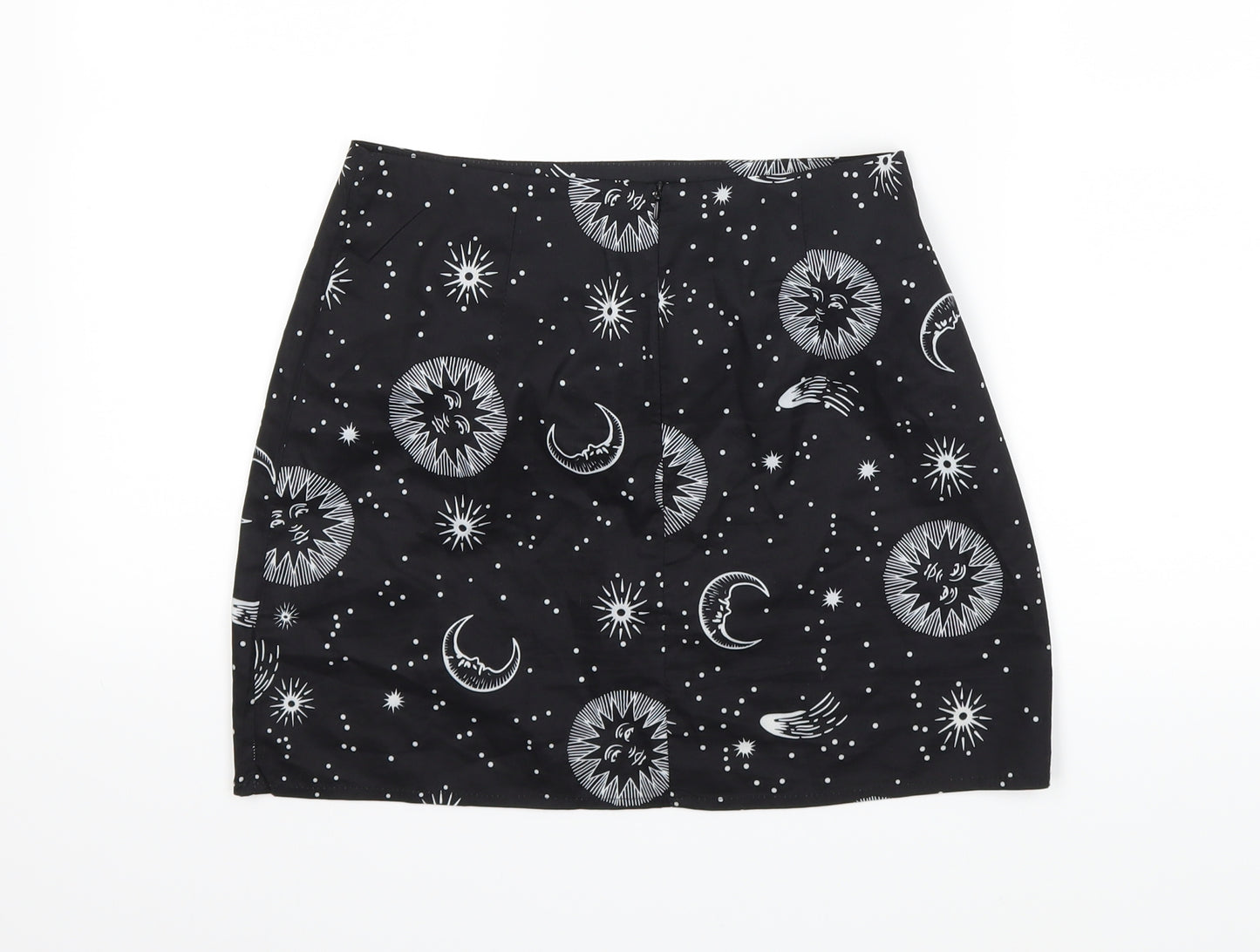 Preworn Womens Black Geometric  Mini Skirt Size 26 in